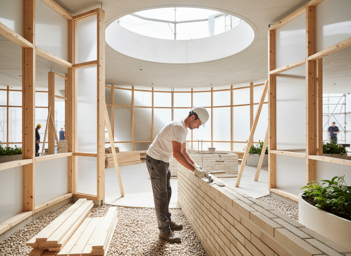 Zidarska dela na gradbišču